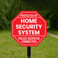 3 Pack Protected by Home Security System Yard Sign with 16" Stake, Octagon Shape Rust-Free Aluminum Warning Sign, UV Protected Outdoor Sign
