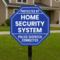 2 Pack Protected by Home Security System Yard Sign with 16" Stake, Octagon Shape Rust-Free Aluminum Warning Sign, UV Protected Outdoor Sign