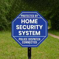 2 Pack Protected by Home Security System Yard Sign with 16" Stake, Octagon Shape Rust-Free Aluminum Warning Sign, UV Protected Outdoor Sign