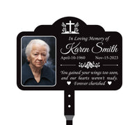 Custom Memorial Yard Sign with 16" Stake, Personalized Grave Marker with Photo, Rust-Free Aluminum Remembrance Plaque for Loved Ones