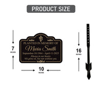 Planted in Memory Of Yard Sign with 16" Stake, Personalized Grave Marker Plaque, Rust-Free Aluminum Memorial Garden Sign
