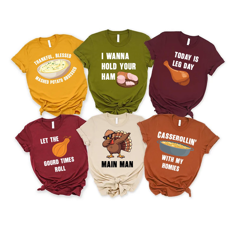 Custom Thanksgiving Family Dinner Shirt, Thanksgiving Puns Shirt, Thanksgiving Foods Group Tee