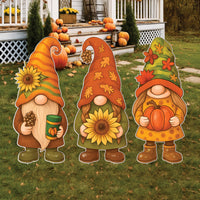 Fall Gnome Yard Signs, Thanksgiving Garden Gnome Cutouts, Autumn Pumpkin Sunflower Decor for Outdoor Lawn, Porch, and Harvest Party