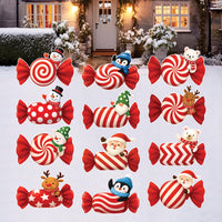Christmas Candy Yard Signs, Santa Reindeer Penguin Bear Lawn Decorations with Stakes, Waterproof Outdoor Holiday Garden Patio Xmas Décor