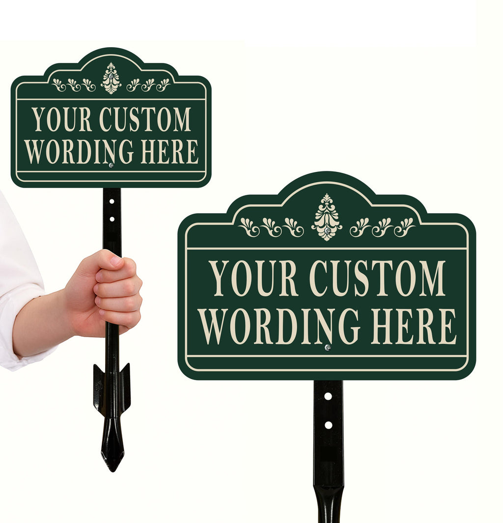 Custom Yard Sign with 16" Stake, Personalized Outdoor Aluminum Sign with Your Wording, Rust-Free Lawn Plaque for Home, Garden, or Business