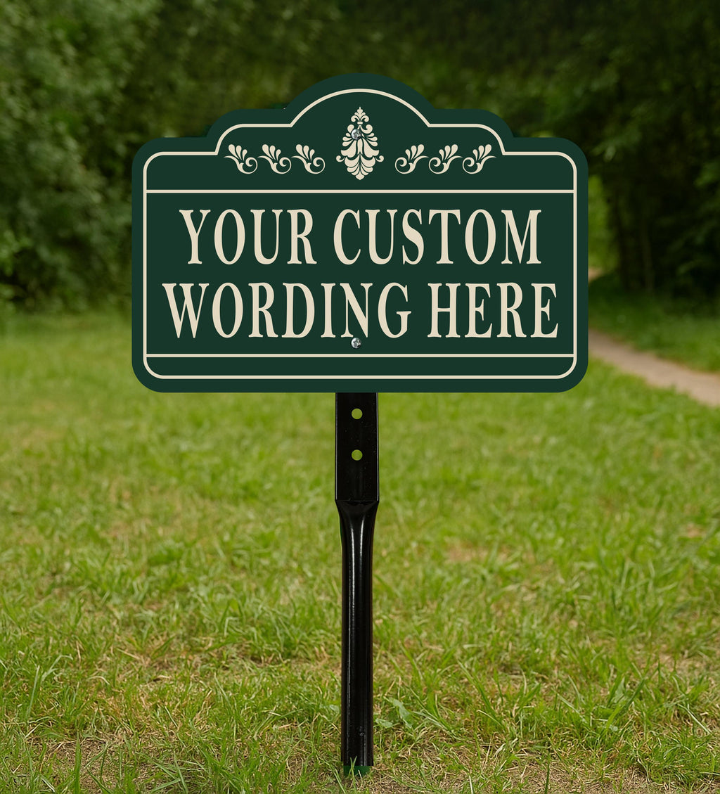 Custom Yard Sign with 16" Stake, Personalized Outdoor Aluminum Sign with Your Wording, Rust-Free Lawn Plaque for Home, Garden, or Business