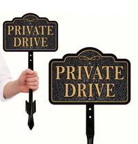 3 Pack Private Drive Yard Sign with 16" Stake, Rust-Free Aluminum Private Road Warning Sign, Outdoor Driveway Access Restriction Lawn Marker