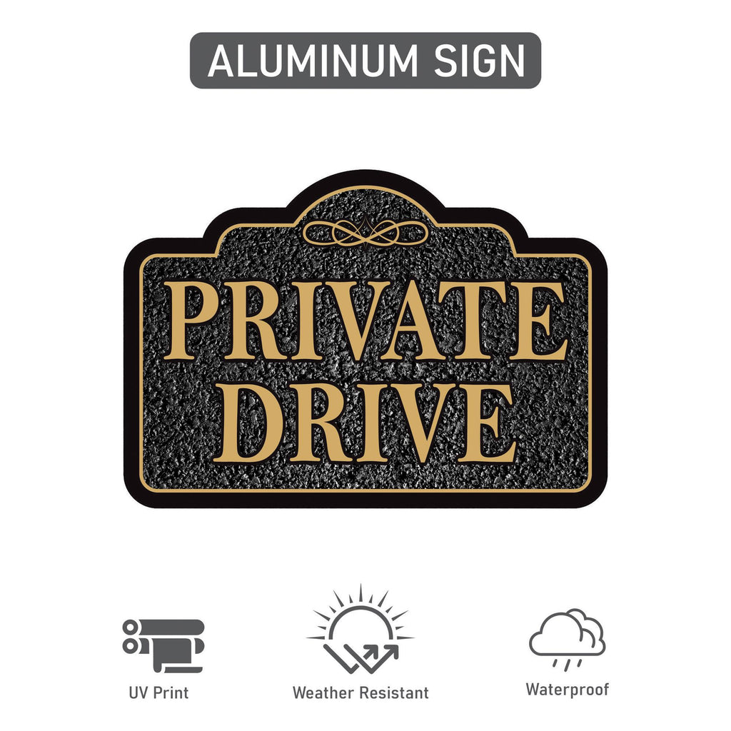 3 Pack Private Drive Yard Sign with 16" Stake, Rust-Free Aluminum Private Road Warning Sign, Outdoor Driveway Access Restriction Lawn Marker