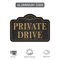 3 Pack Private Drive Yard Sign with 16" Stake, Rust-Free Aluminum Private Road Warning Sign, Outdoor Driveway Access Restriction Lawn Marker