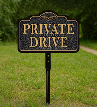 3 Pack Private Drive Yard Sign with 16" Stake, Rust-Free Aluminum Private Road Warning Sign, Outdoor Driveway Access Restriction Lawn Marker