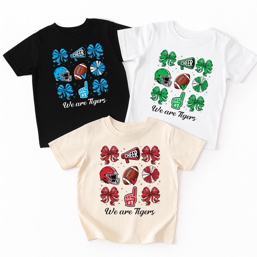 Custom Personal Football Coquette Bow Shirt, Custom Name Shirt, Cute Football Toddler Tee, Girl Cheer Mascot Shirt, Football Team Gifts