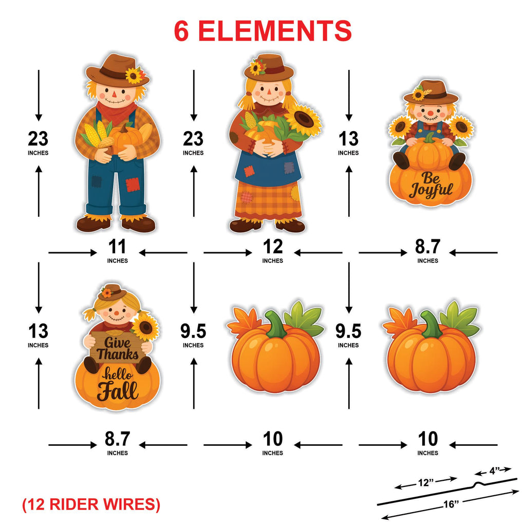 Scarecrow Family Yard Decorations, Fall Pumpkin Porch Sign Set, Outdoor Thanksgiving Lawn Stakes, Hello Fall Give Thanks Autumn Decor
