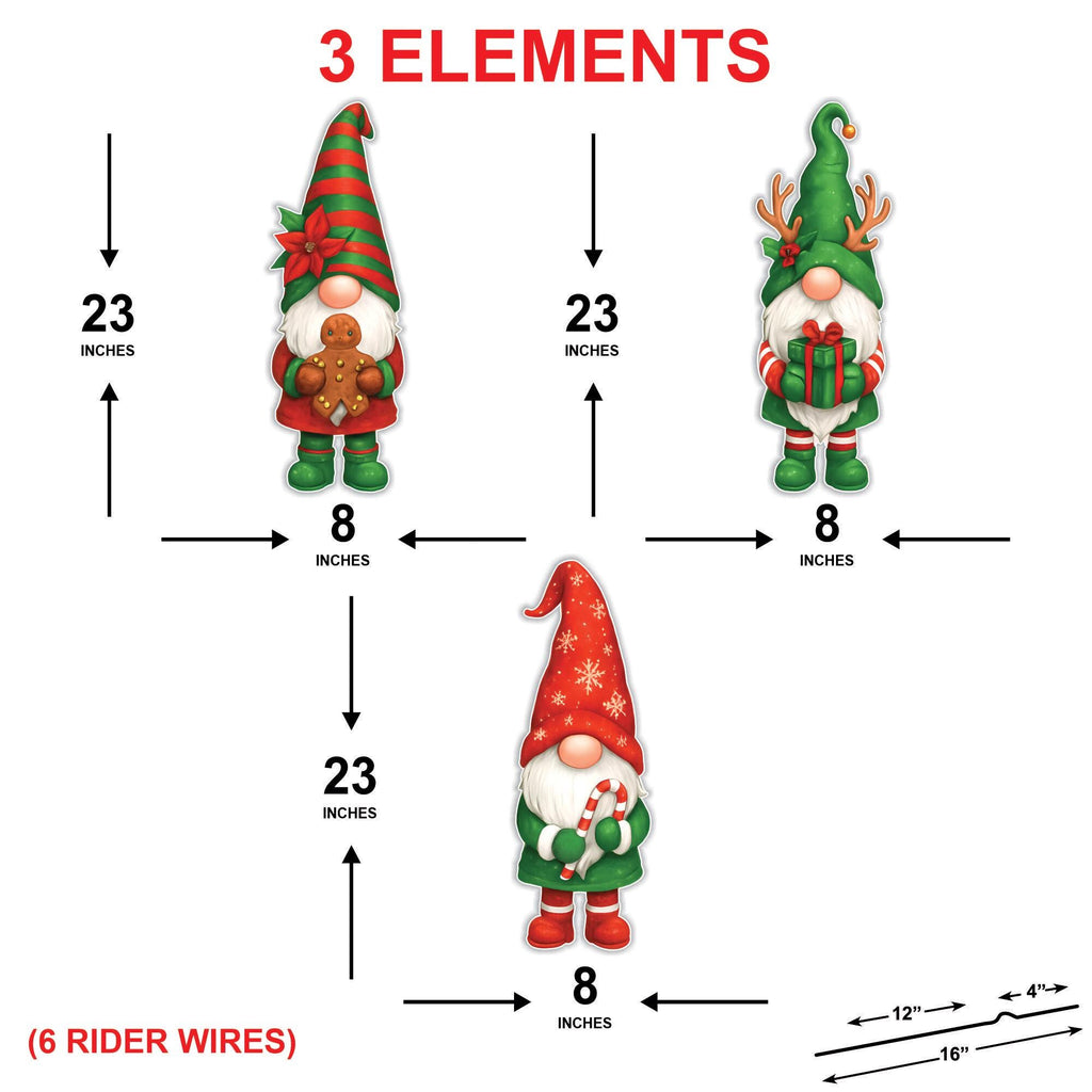 Christmas Gnome Yard Decorations, Outdoor Holiday Lawn Signs with Gingerbread Candy Cane Present, Xmas Porch Garden Decor with Stakes