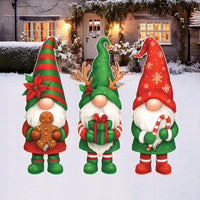 Christmas Gnome Yard Decorations, Outdoor Holiday Lawn Signs with Gingerbread Candy Cane Present, Xmas Porch Garden Decor with Stakes