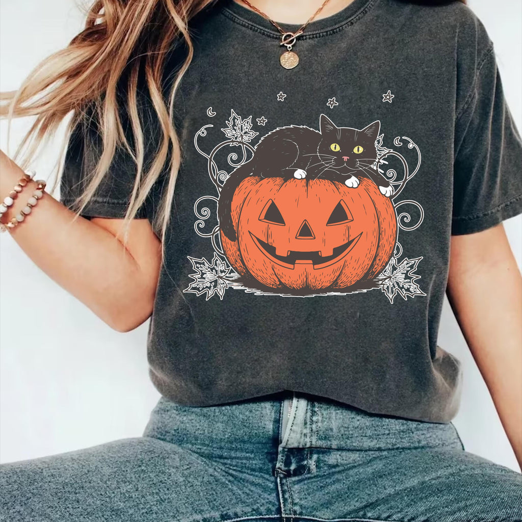 Cute Halloween Black Cat Short Sleeve T-Shirt