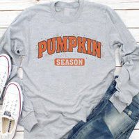 Retro Pumpkin Season Long Sleeve Shirt, Cute Fall Halloween Tee for Women