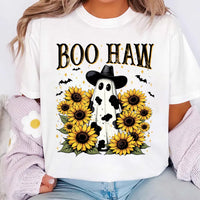 Boo Haw Shirt, Cow Spot Ghost Western Halloween Tee