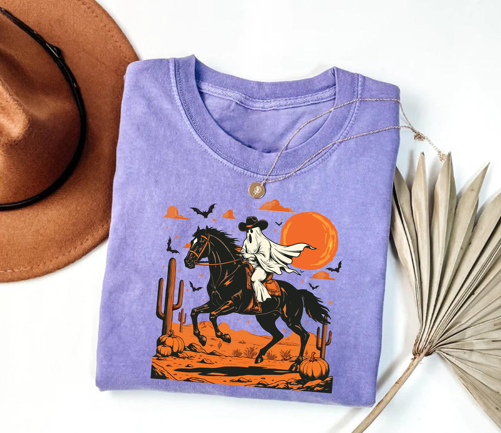 Retro Halloween Shirt, Trendy Ghost and Bats Spooky Season Tee