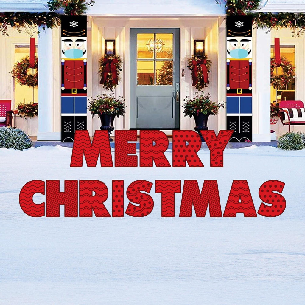Merry Christmas Yard Sign Letters, Outdoor Holiday Lawn Decorations with Stakes, Waterproof Garden Patio Pathway Xmas Front Yard Décor
