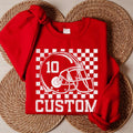 Custom Checkered Football Name and Number Sweatshirt, Custom Football Tee, Personalized Football Player Sweatshirt