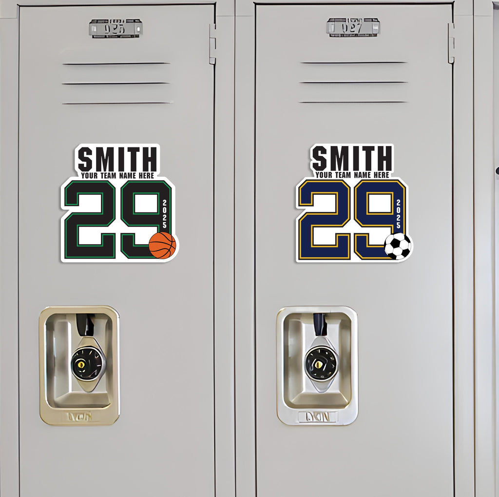 Personalized Football Locker Magnet, Custom Jersey Number School Magnet, Football Team Player Magnet Sign
