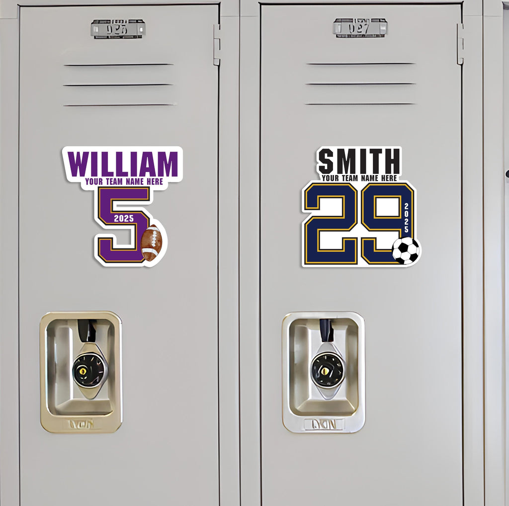 Personalized Football Locker Magnet, Custom Jersey Number School Magnet, Football Team Player Magnet Sign
