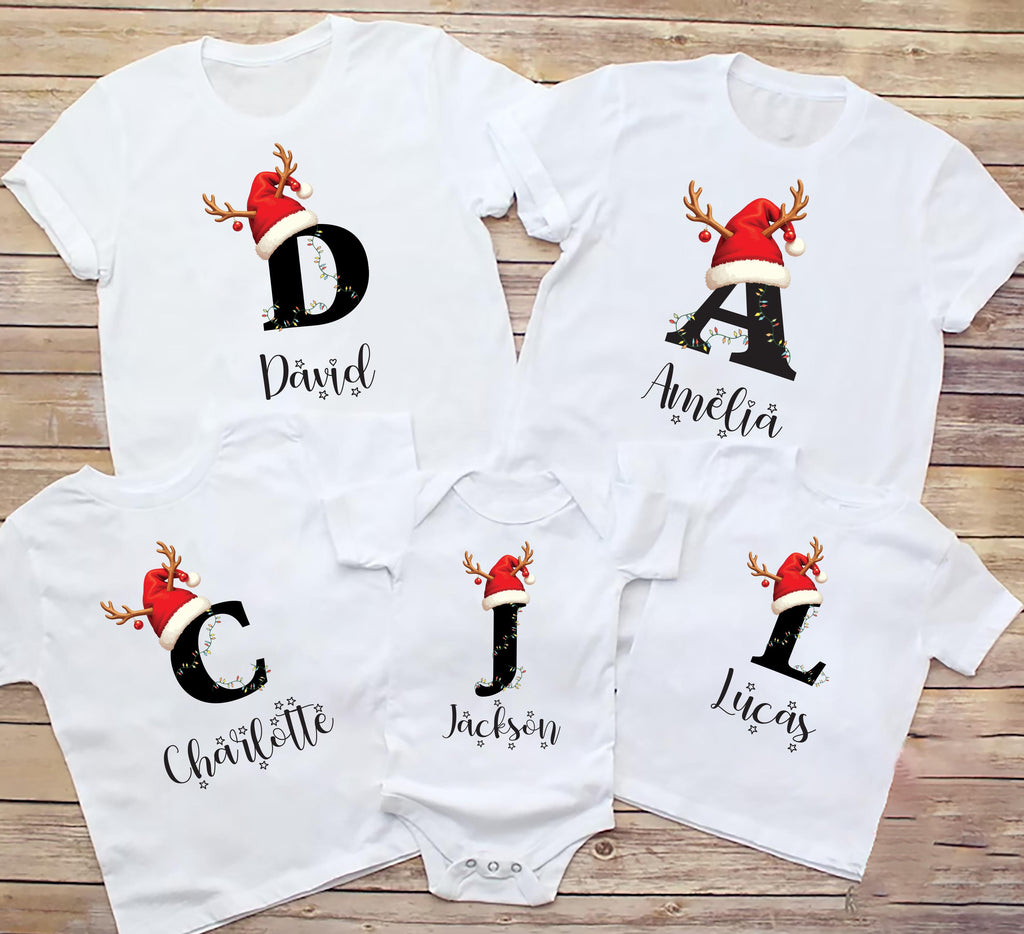 Family Christmas Name Shirt, Monogrammed Family Christmas Shirt, Personalized Christmas Family Tee
