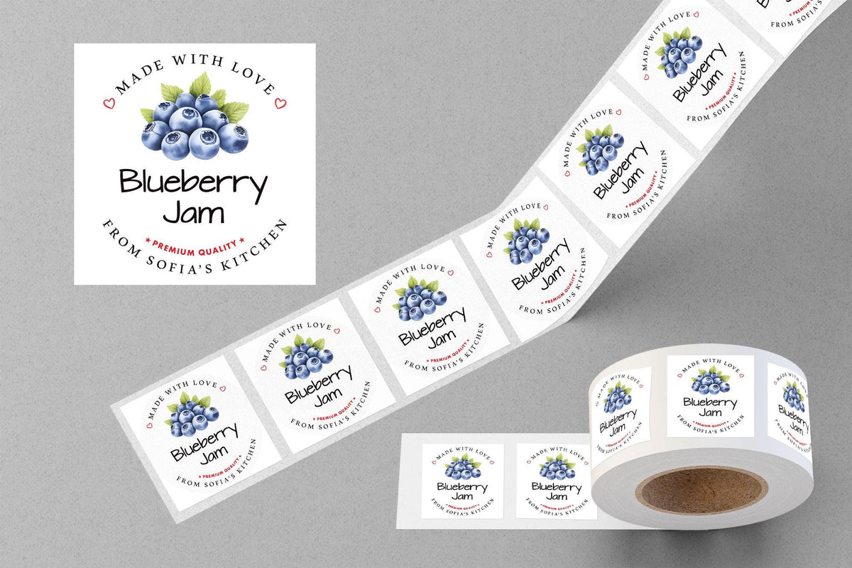 Personalized Blueberry Jam Roll Labels, Custom Blueberry Jam Product S ...