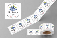 Personalized Blueberry Jam Roll Labels, Custom Blueberry Jam Product Stickers, Business Blueberry Jam Labels for Jars, Canning, Lid Stickers