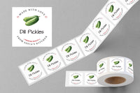 Personalized Dill Pickle Roll Labels, Custom Pickle Product Stickers, Business Dill Pickle Labels for Jars, Pickle Canning, Lid Stickers