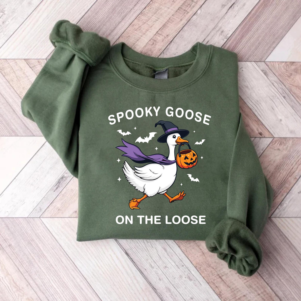 Spooky Goose Sweatshirt, Witchy Silly Goose Halloween Tee
