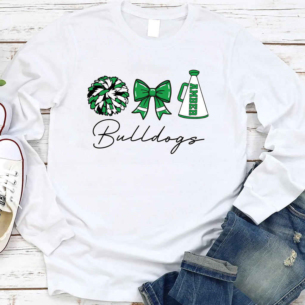 Custom Cheer Mom Long Sleeve Shirt, Personalized Cheer Mama Gift Shirt, Cheerleader Tee