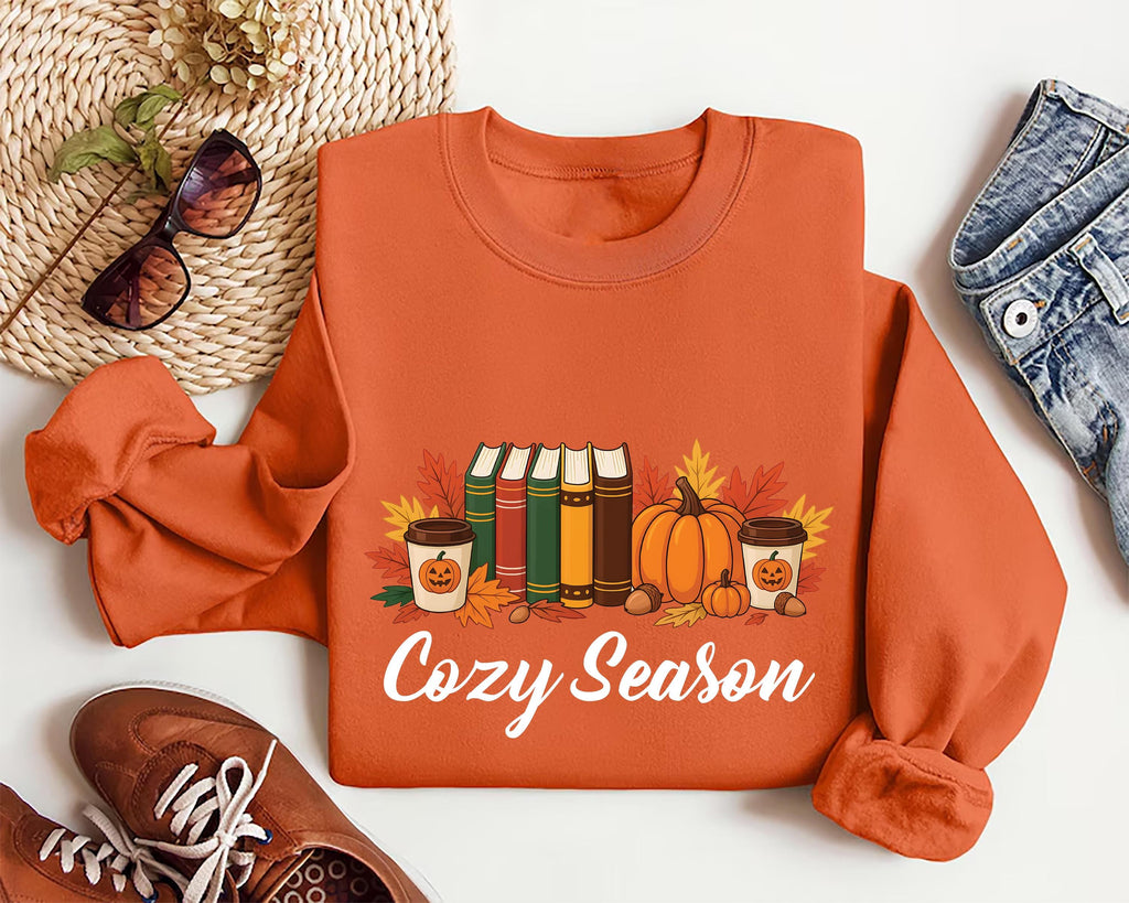 Cozy Season Fall Sweatshirt, Cute Autumn Crewneck Tee, Cozy Fall Graphic Sweatshirt