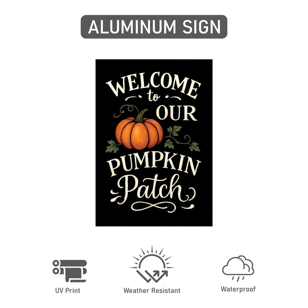 Welcome to Our Pumpkin Patch Yard Sign with 16" Stake, Rustic Fall Harvest Aluminum Sign, Outdoor Autumn Garden Porch Thanksgiving Decor