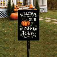 Welcome to Our Pumpkin Patch Yard Sign with 16" Stake, Rustic Fall Harvest Aluminum Sign, Outdoor Autumn Garden Porch Thanksgiving Decor
