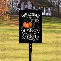 Welcome to Our Pumpkin Patch Yard Sign with 16" Stake, Rustic Fall Harvest Aluminum Sign, Outdoor Autumn Garden Porch Thanksgiving Decor