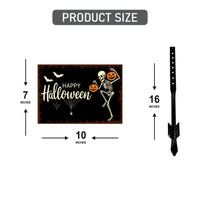 Happy Halloween Yard Sign with 16" Stake, Rust-Free Aluminum Skeleton Pumpkin Lawn Sign, Outdoor Spooky Halloween Garden Decoration