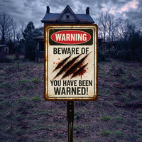 Warning Beware of You Have Been Warned Halloween Yard Sign with 16" Stake, Rust-Free Aluminum Scary No Trespassing Vintage Outdoor Decor