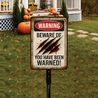 Warning Beware of You Have Been Warned Halloween Yard Sign with 16" Stake, Rust-Free Aluminum Scary No Trespassing Vintage Outdoor Decor
