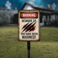 Warning Beware of You Have Been Warned Halloween Yard Sign with 16" Stake, Rust-Free Aluminum Scary No Trespassing Vintage Outdoor Decor