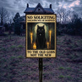 Gothic Black Cat No Soliciting Halloween Yard Sign with 16