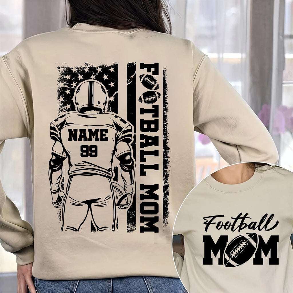 Football Mom Shirt, Custom Name and Number Football Shirt, Custom Football Mom Tee, Front Back