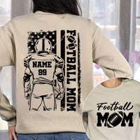 Football Mom Shirt, Custom Name and Number Football Shirt, Custom Football Mom Tee, Front Back