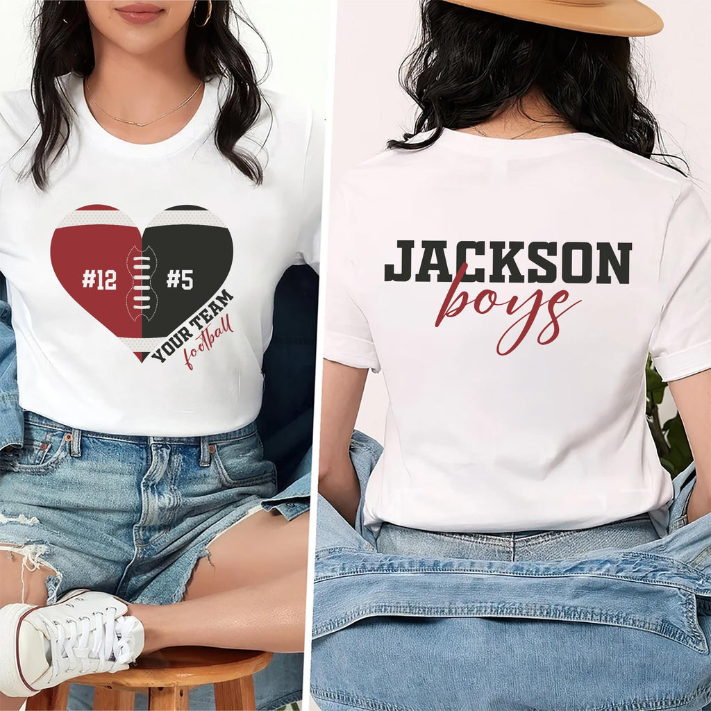 Custom Football Mom Shirt, Personalized Football Shirt, Game Day Football Tee, Front Back