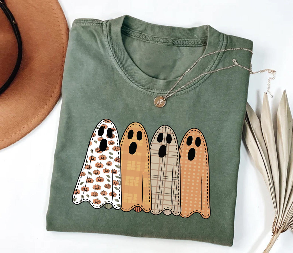 Preppy Floral Ghost Shirt, Fall Ghost Tee