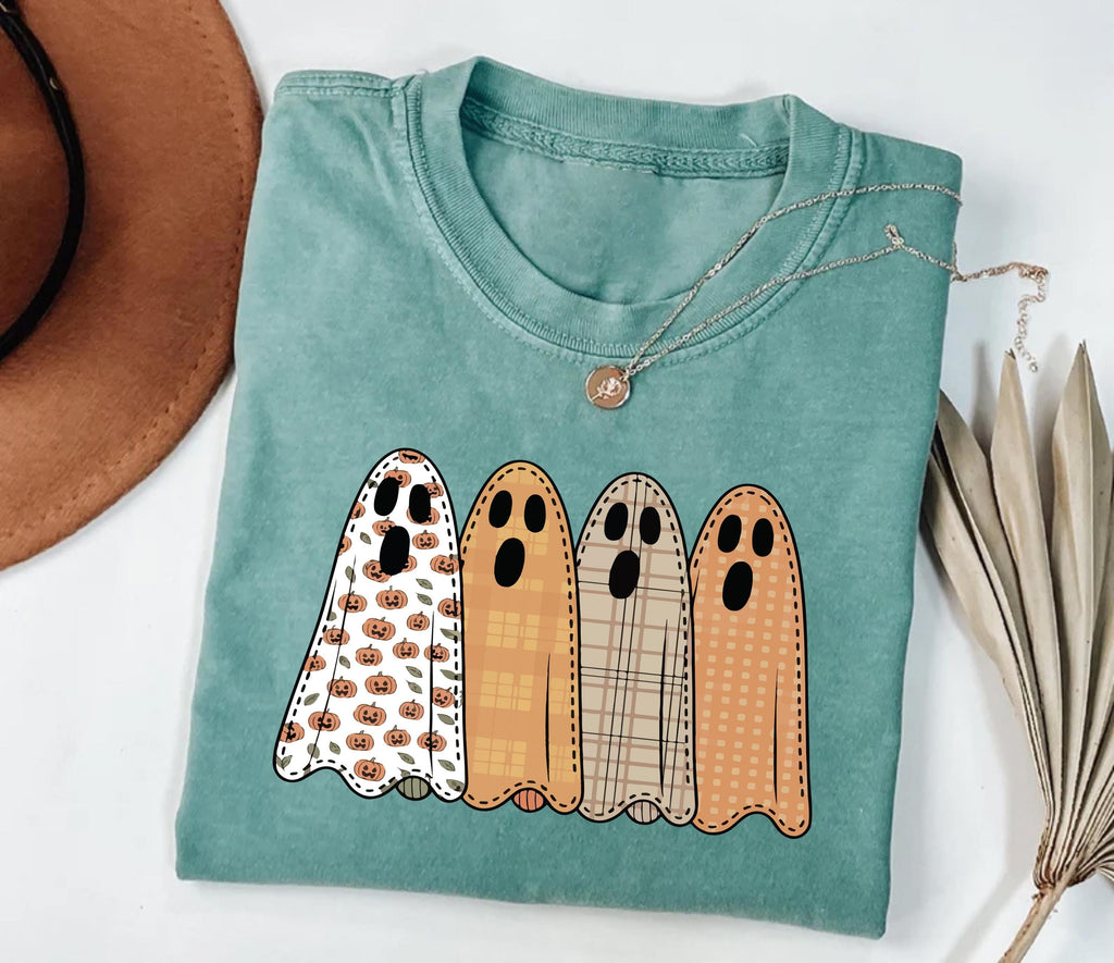 Preppy Floral Ghost Shirt, Fall Ghost Tee