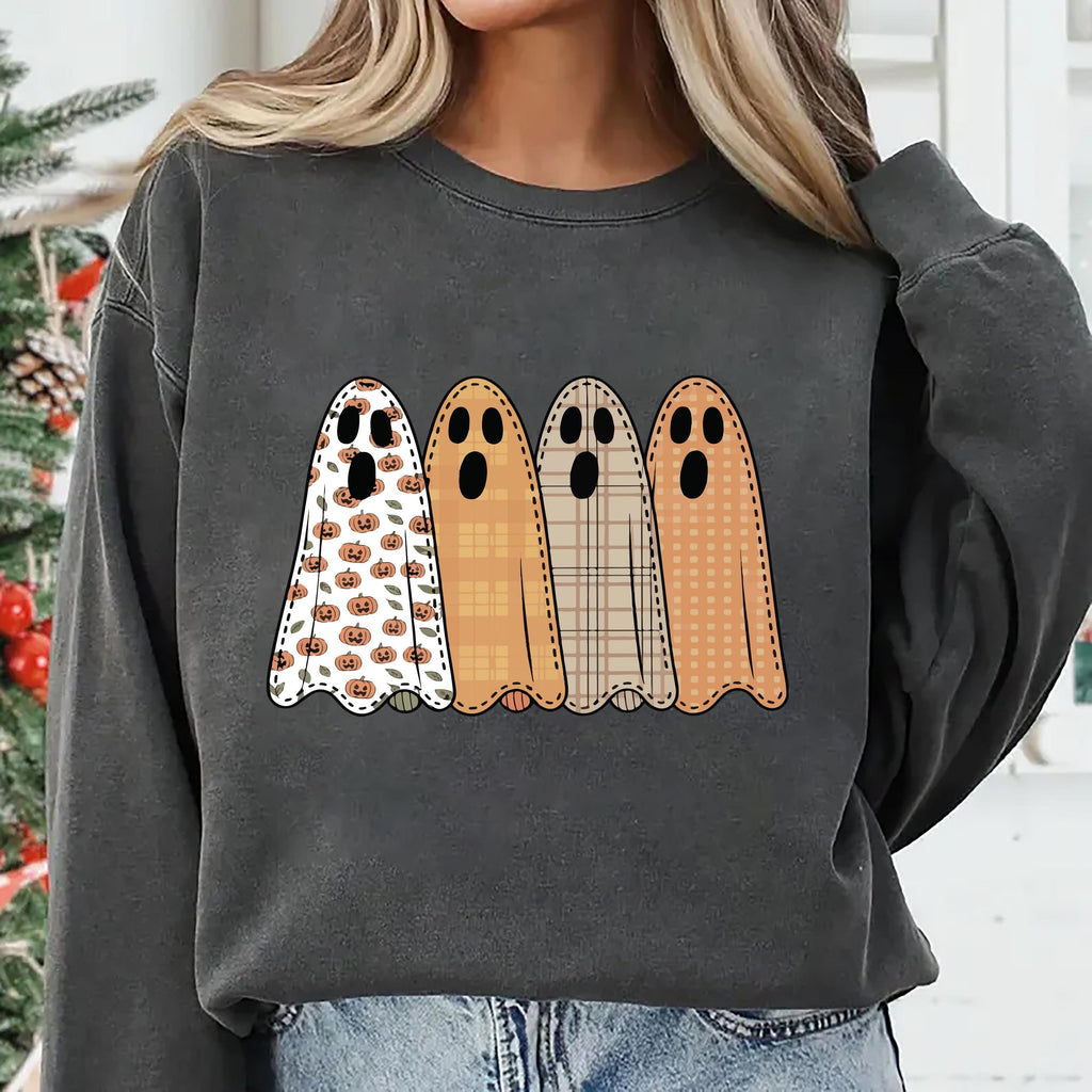 Preppy Floral Ghost Sweatshirt, Fall Ghost Tee
