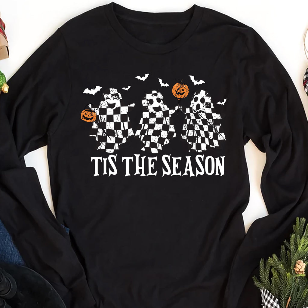 Retro Ghosts Tis The Season Long Sleeve Shirt