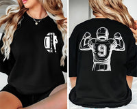 Personalized Football Shirt, Custom Name Football Shirt, Quarterback Silhouette Tee, Front Back