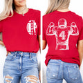 Personalized Football Shirt, Custom Name Football Shirt, Quarterback Silhouette Tee, Front Back